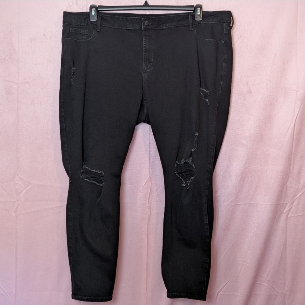 Old Navy Black Pop Icon Skinny Distressed Mid Rise Jeans size 24